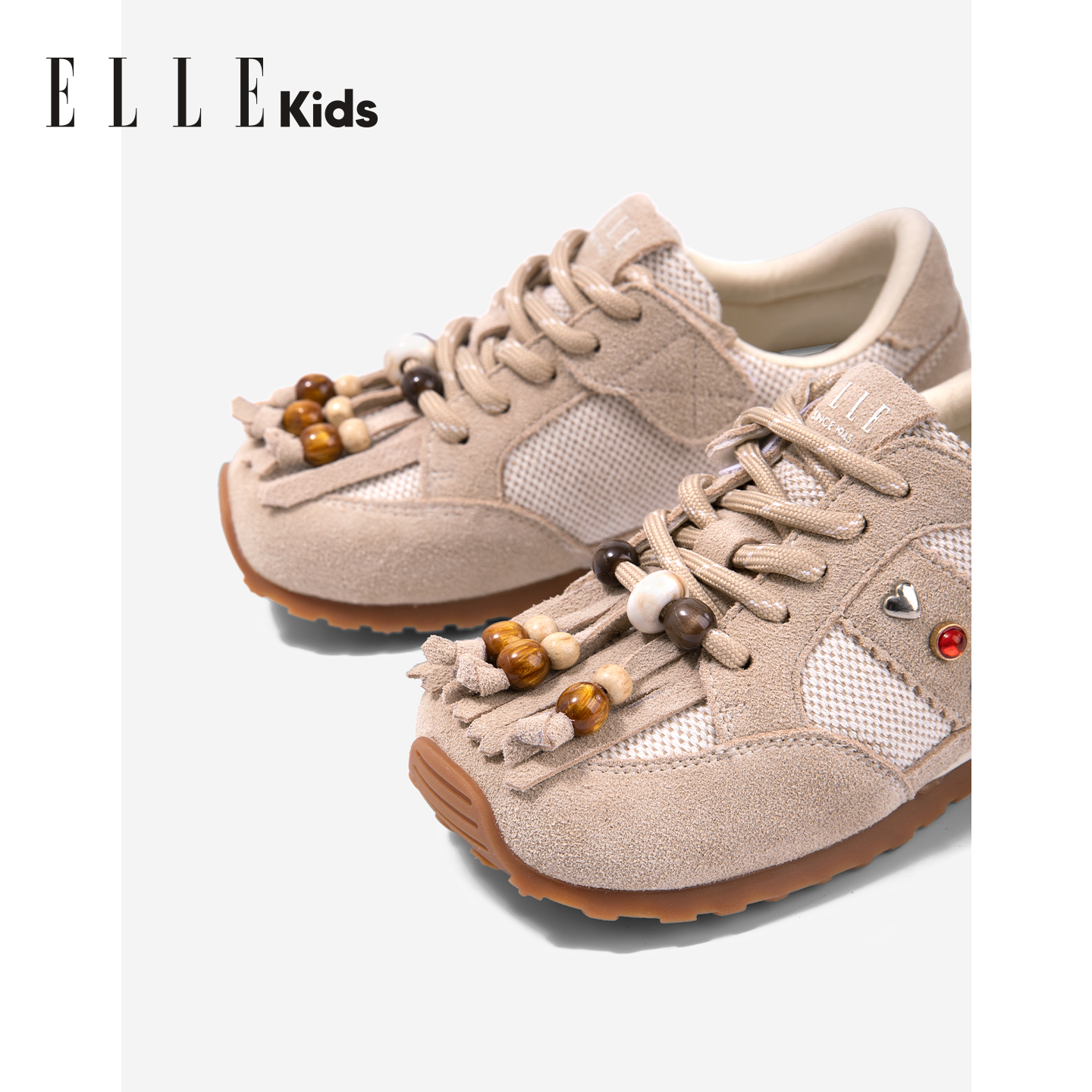 ELLEkids童鞋 运动鞋女童可拆卸流苏春秋新款鞋子休闲儿童阿甘鞋
