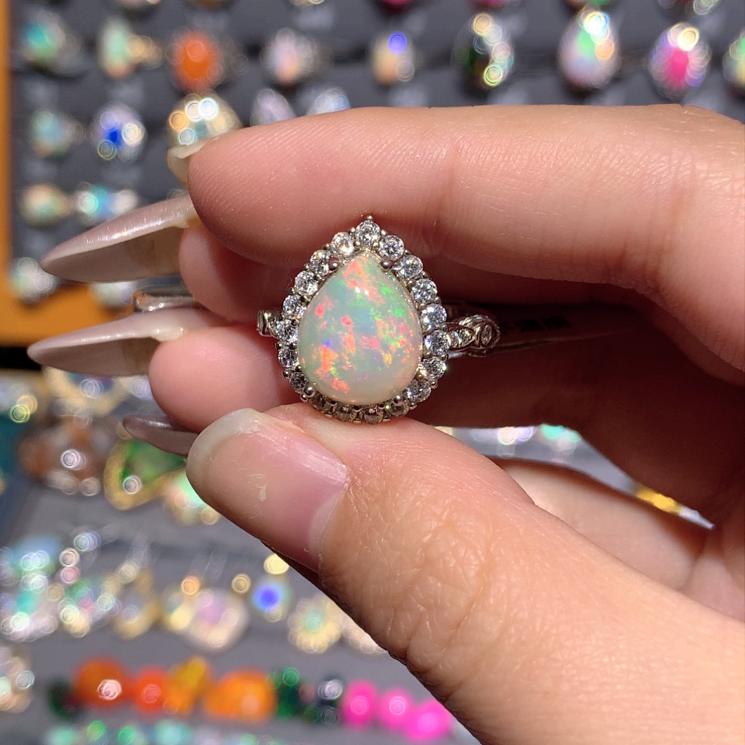 欧泊银S925镶嵌欧泊戒指y