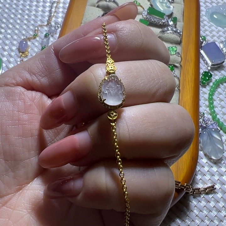 翡翠18K金镶嵌手链貔貅手链