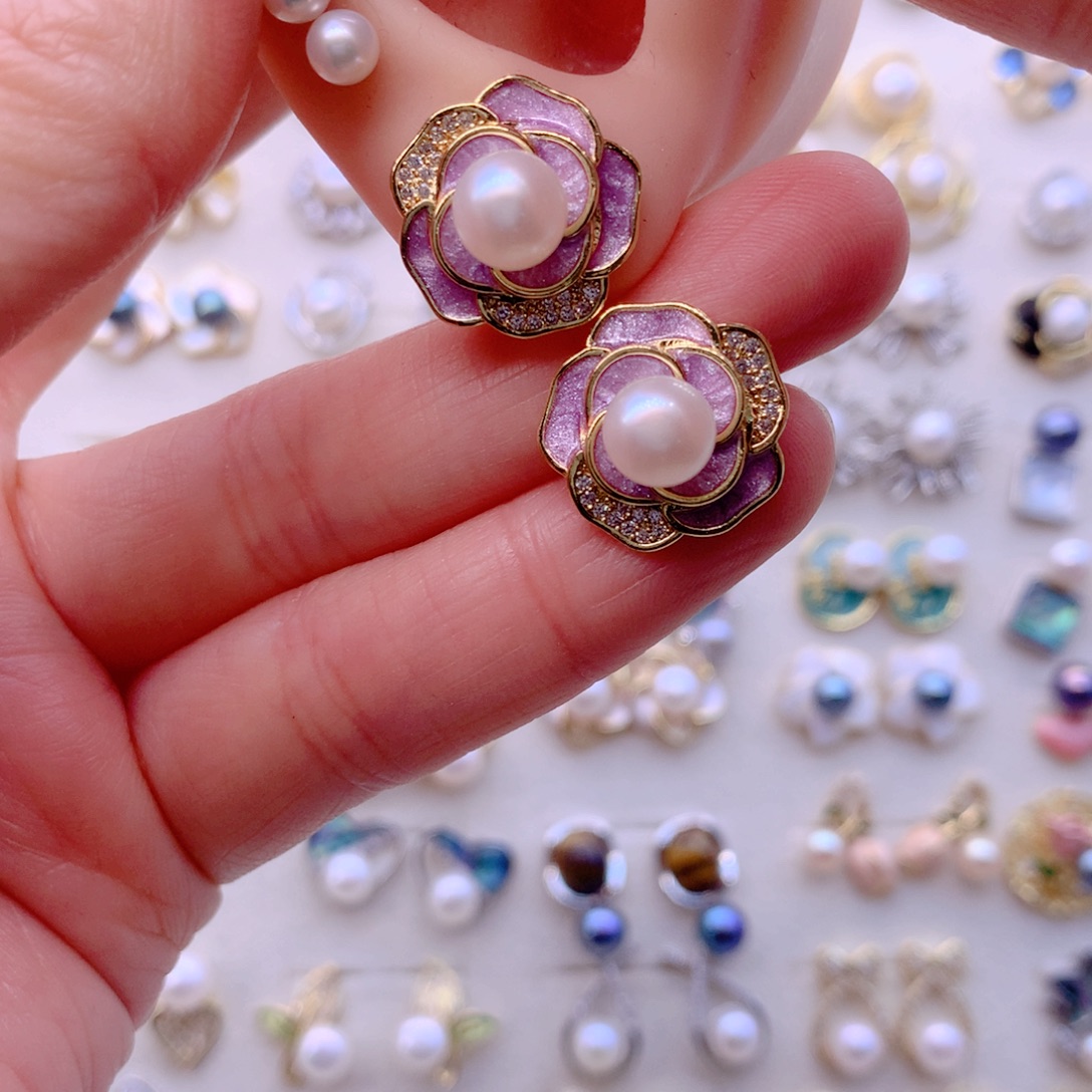 淡水珍珠耳饰合金