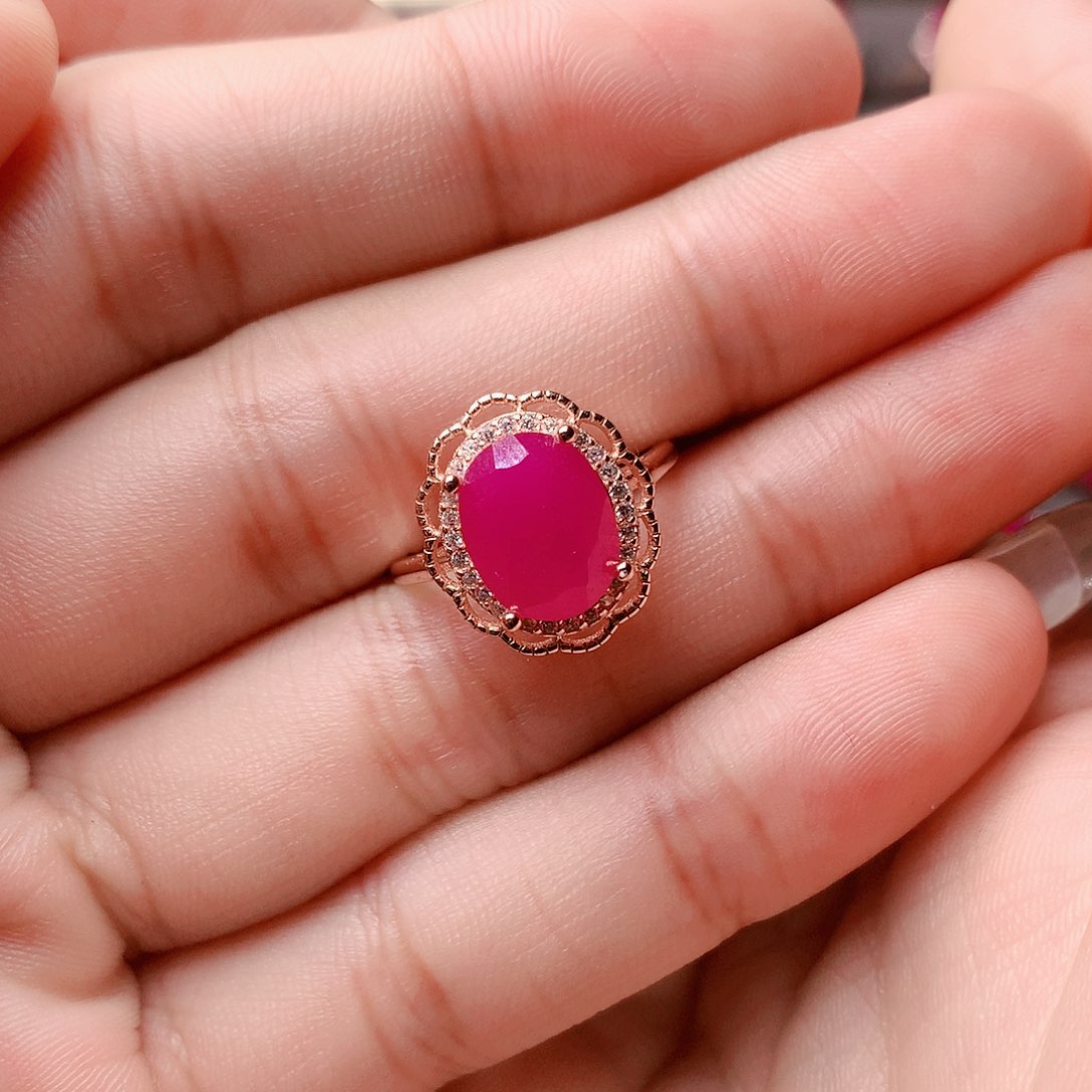 红宝石戒指银S925镶嵌