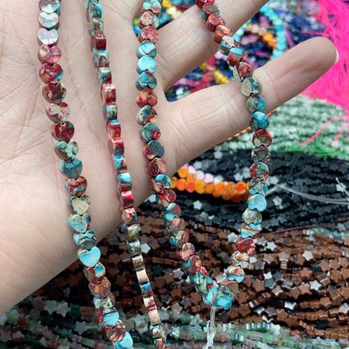 玛瑙/玉髓合金珠宝半成品一条6mm帝王石爱心