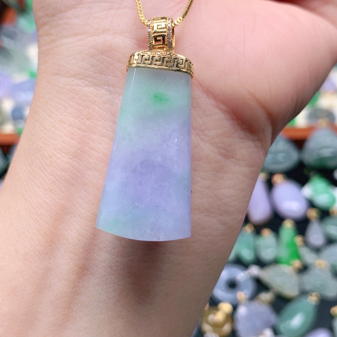 翡翠18K金镶嵌吊坠(不含链)