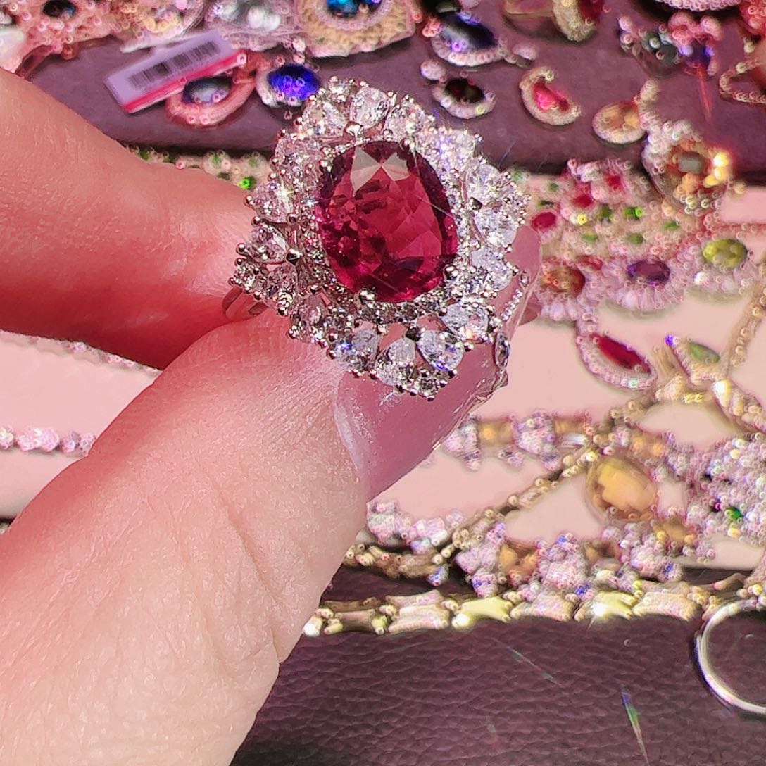 碧玺碧玺戒指银S925镶嵌