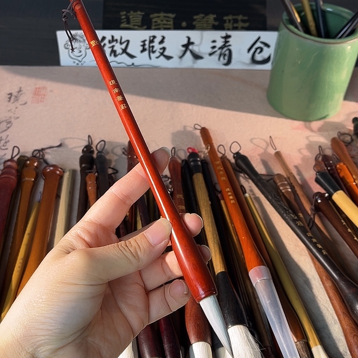 出锋3.3口径0.9兼毫 特价实木一体笔杆 样品