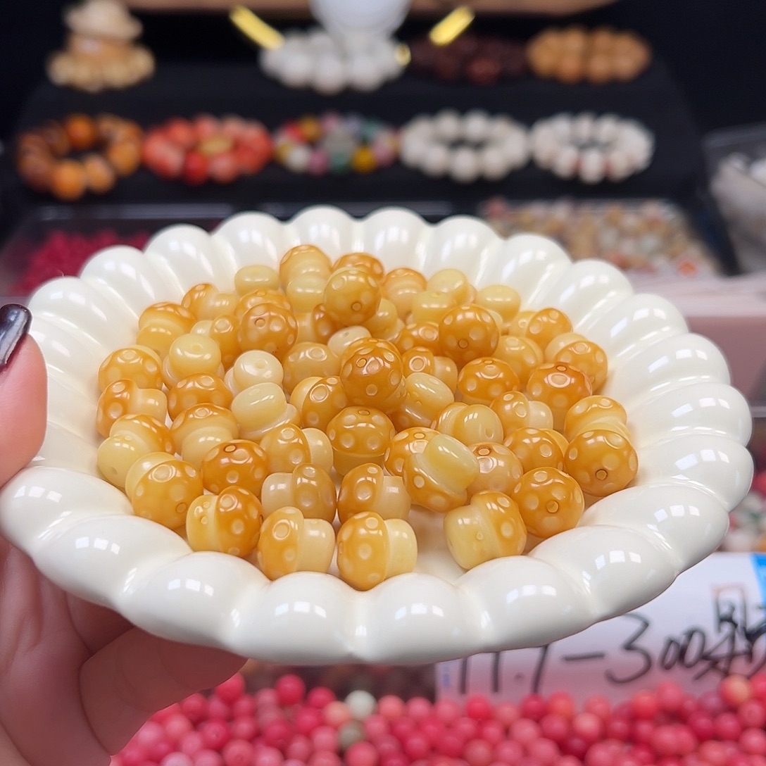 菩提根/象牙果手串炭烤糖心蘑菇22颗