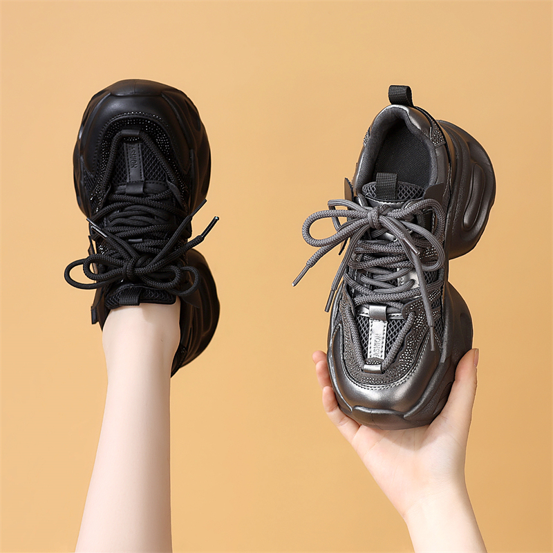 老爹鞋秋季新款时尚休闲舒适透气显脚小运动鞋厚底系带女鞋小码35