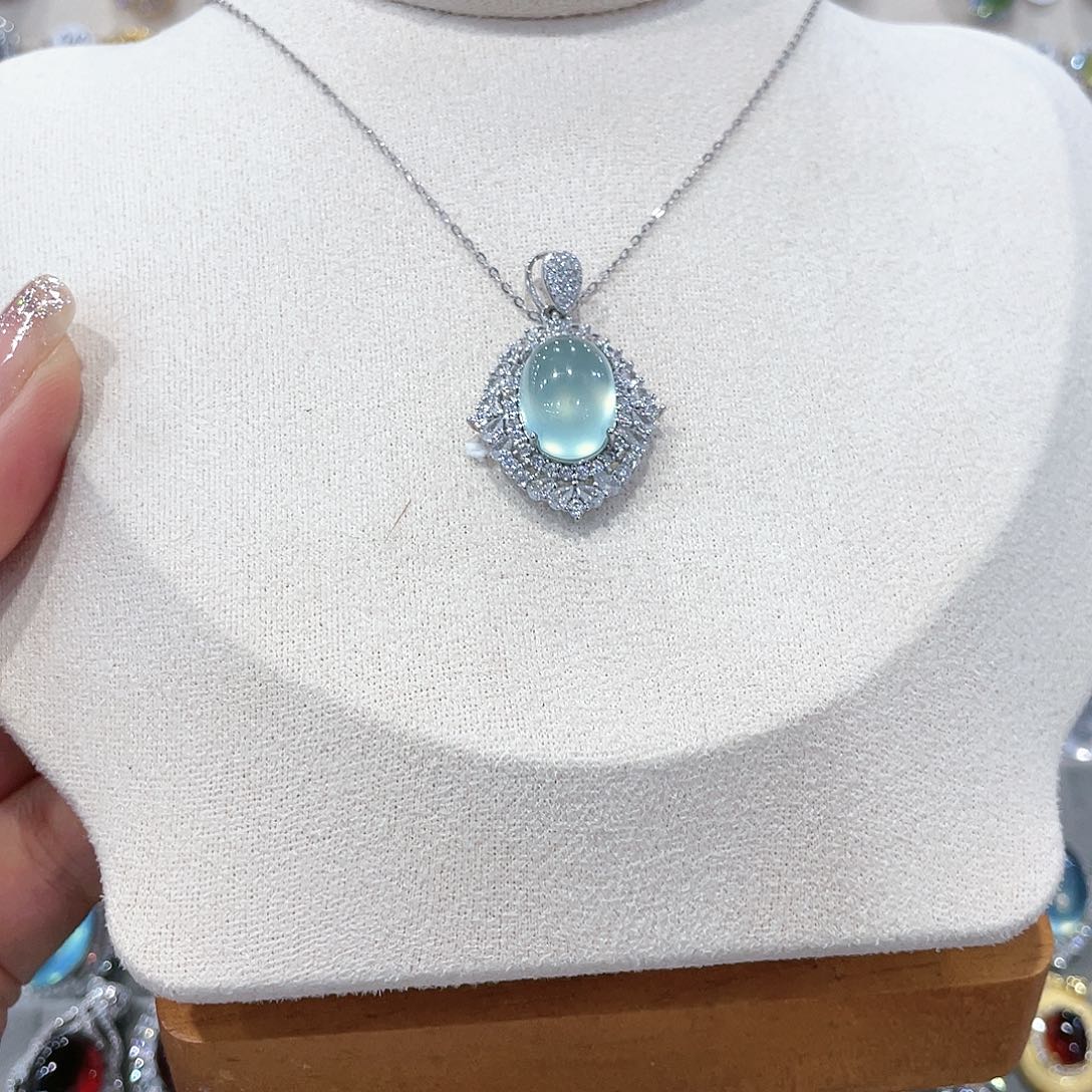 蛇纹石玉吊坠银S925镶嵌关**思