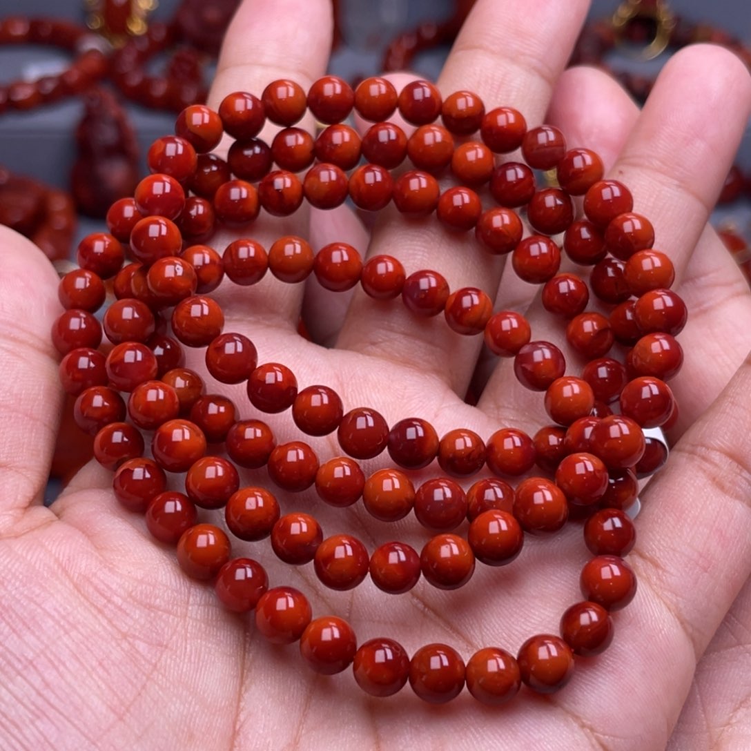 南红玛瑙未镶嵌珠宝奇石多圈6mm