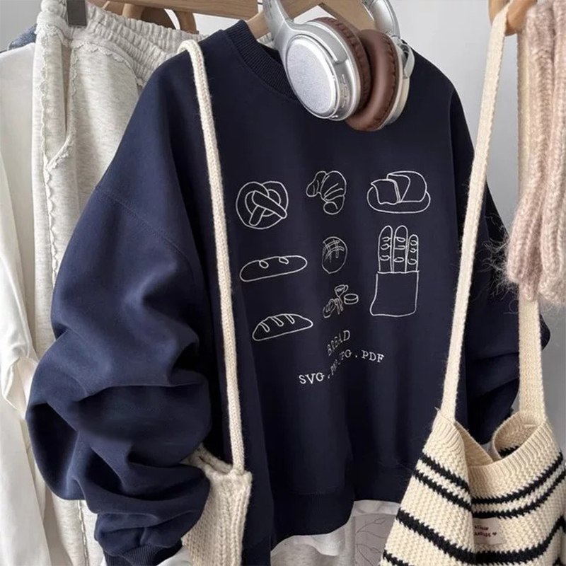 韩系小众胖mm圆领显瘦遮肉上衣女秋冬设计感宽松大码休闲套头卫衣