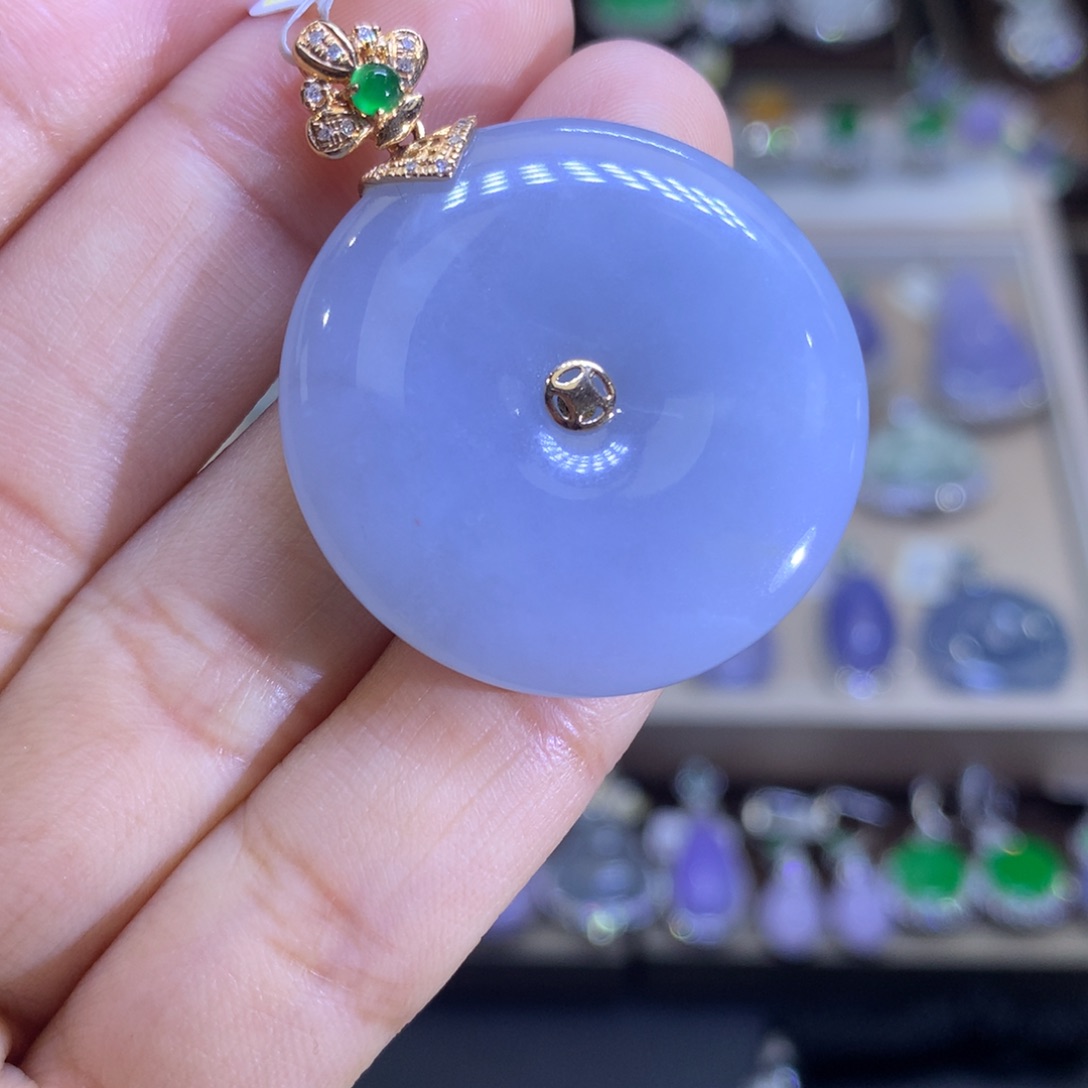 翡翠耳饰18K金镶嵌翡翠