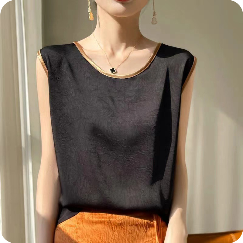 W01圆领背心女内搭打底无袖吊带衫宽松透气春夏