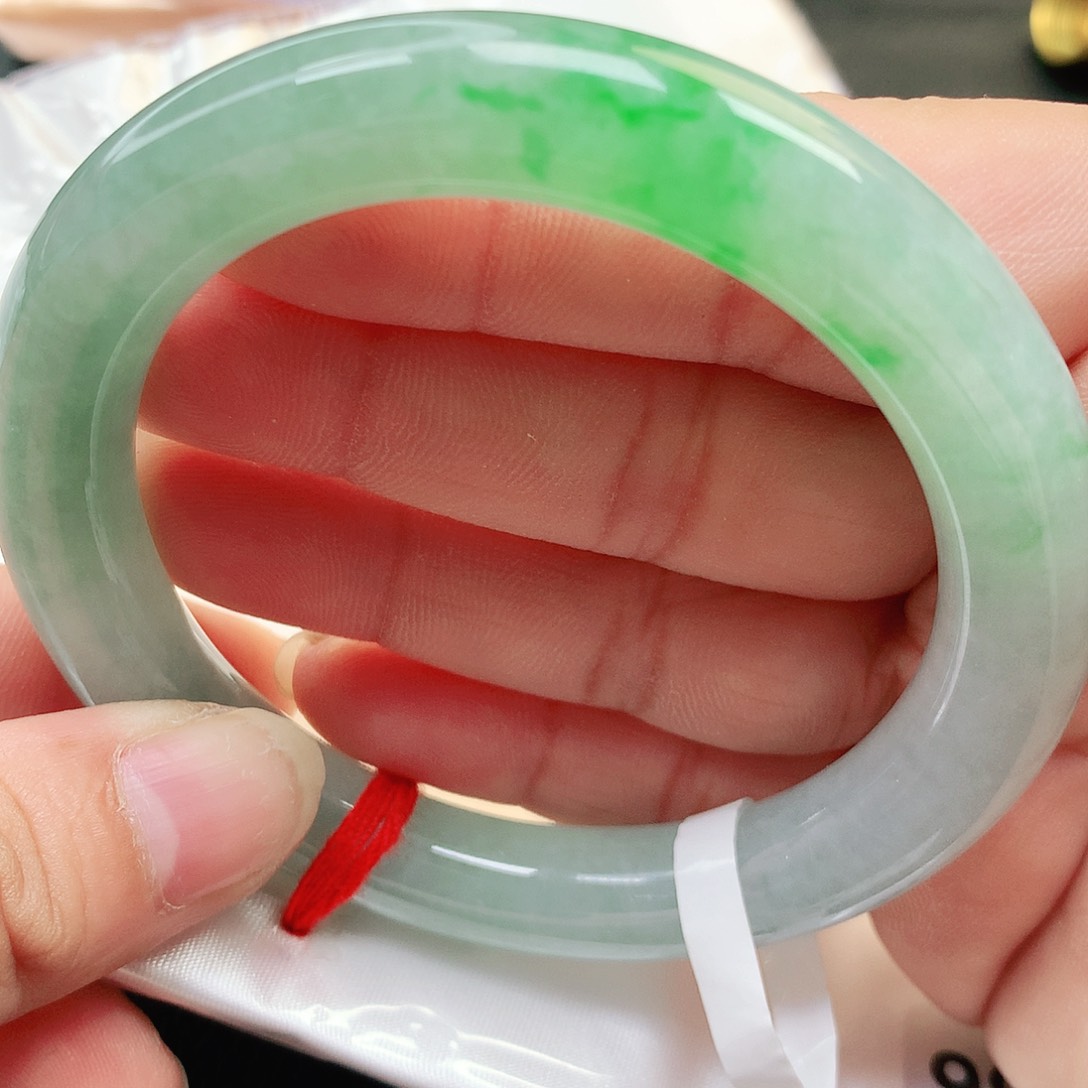 未镶嵌手镯翡翠缅甸纯天然A货翡翠飘阳绿圆条157