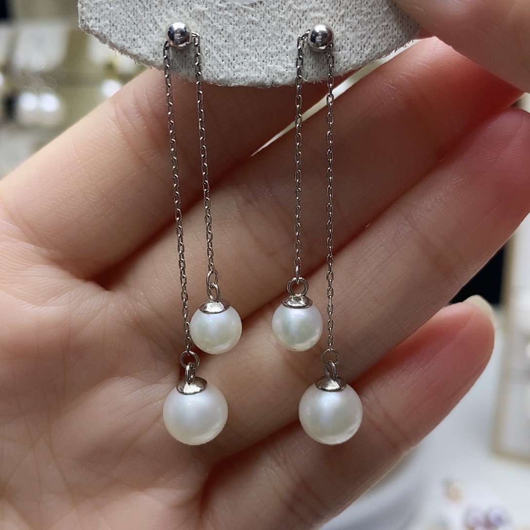 淡水珍珠耳饰银S925镶嵌