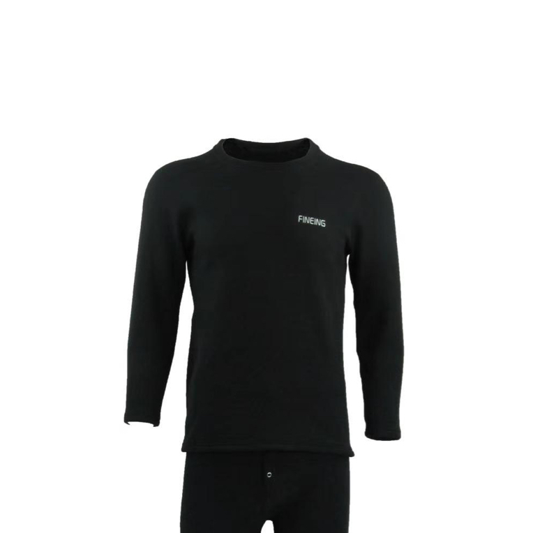 火山岩加绒秋冬黑色休闲长袖男款圆领时尚运动女士户外保暖上衣