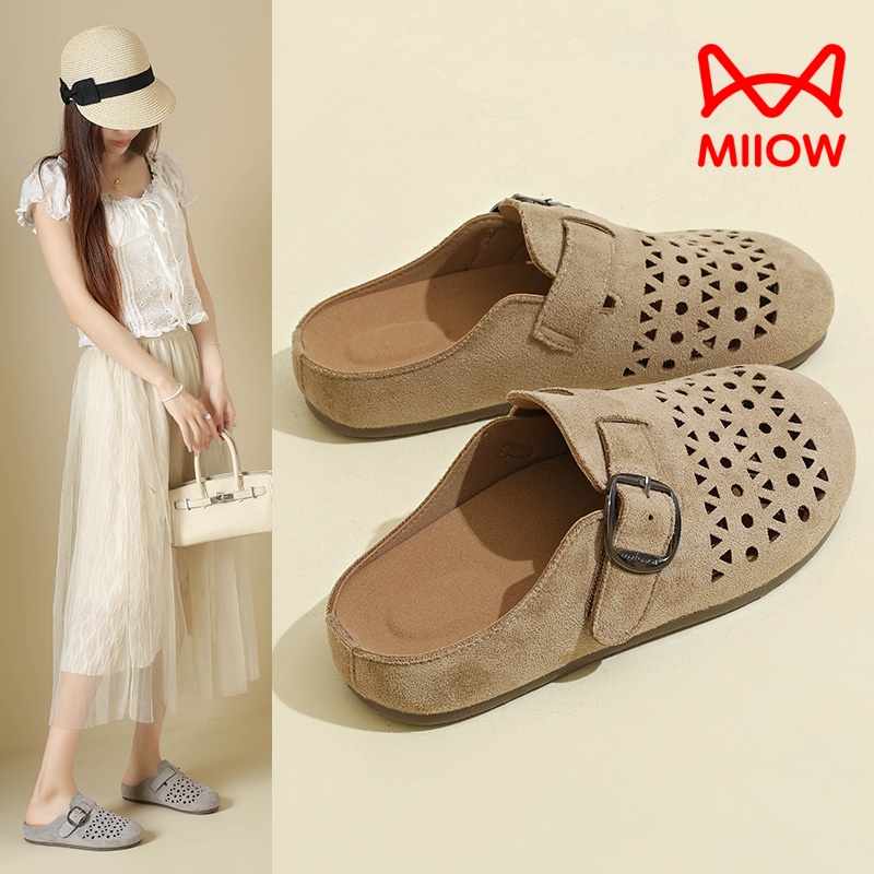 MiiOW/猫人【洞洞勃肯鞋】镂空新款一脚蹬春夏季百搭平底勃肯女鞋商品图
