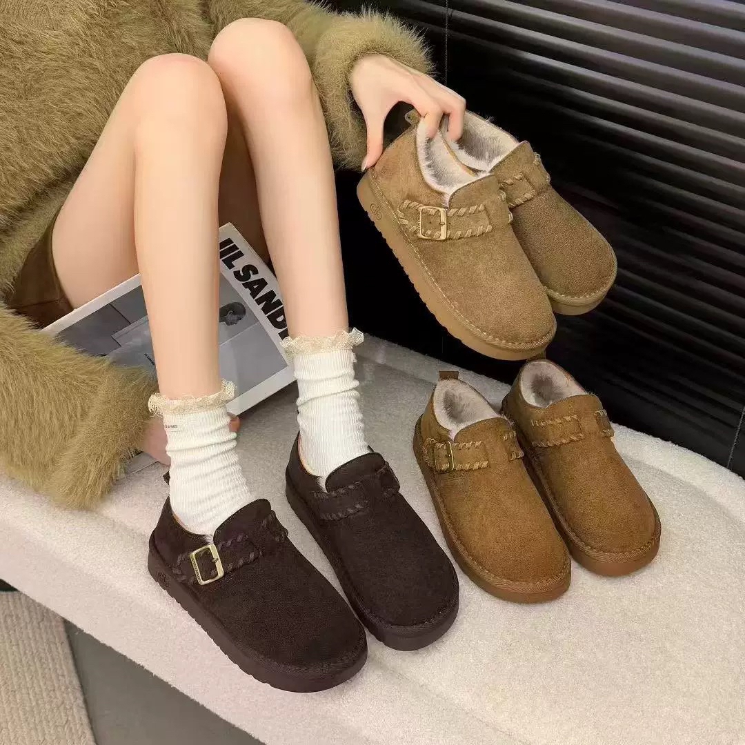 2025秋冬款加绒保暖勃肯鞋女软底防滑舒适百搭休闲风雪地棉鞋