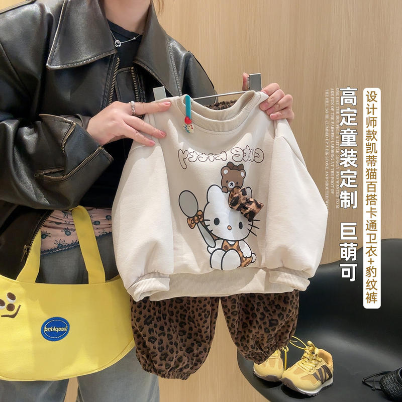 女童卫衣套装秋装2025新款儿童小女孩洋气时髦炸街卫衣卫裤两件套