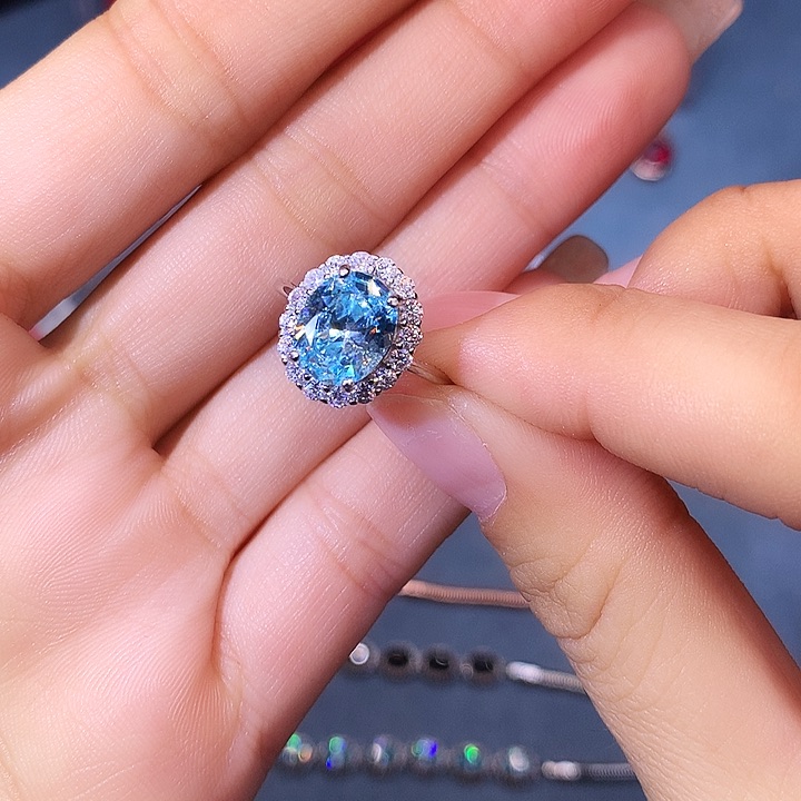 海蓝宝石戒圈银S925镶嵌