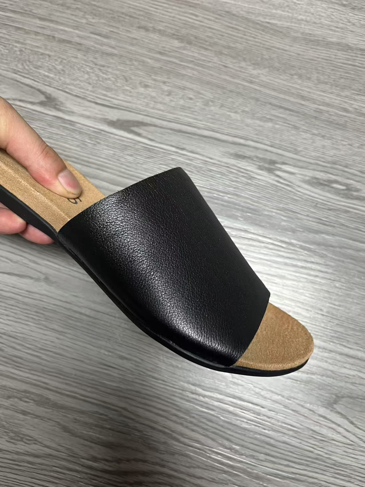 开口笑厚底里外全真皮女鞋