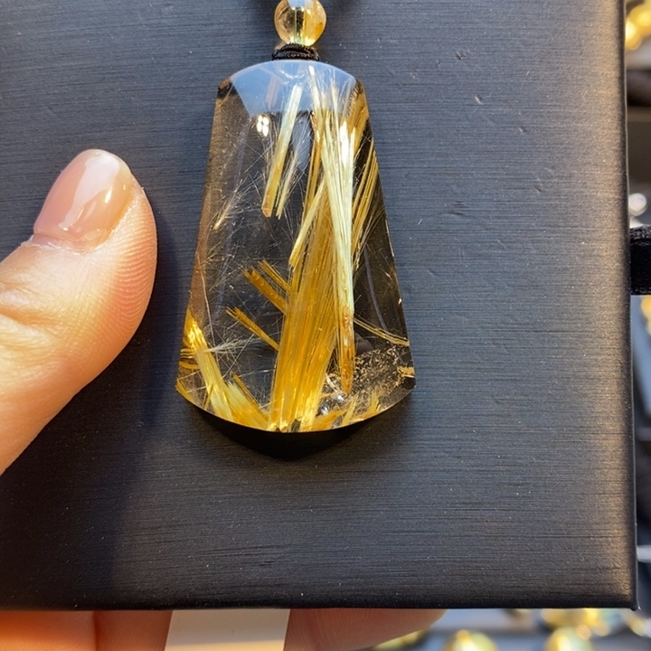 颈饰发晶未镶嵌高品质钛晶平安无事牌吊坠