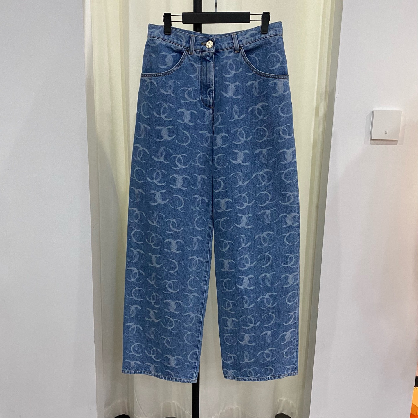 99新 Chanel/香奈儿 23B蓝色亮片牛仔裤36码