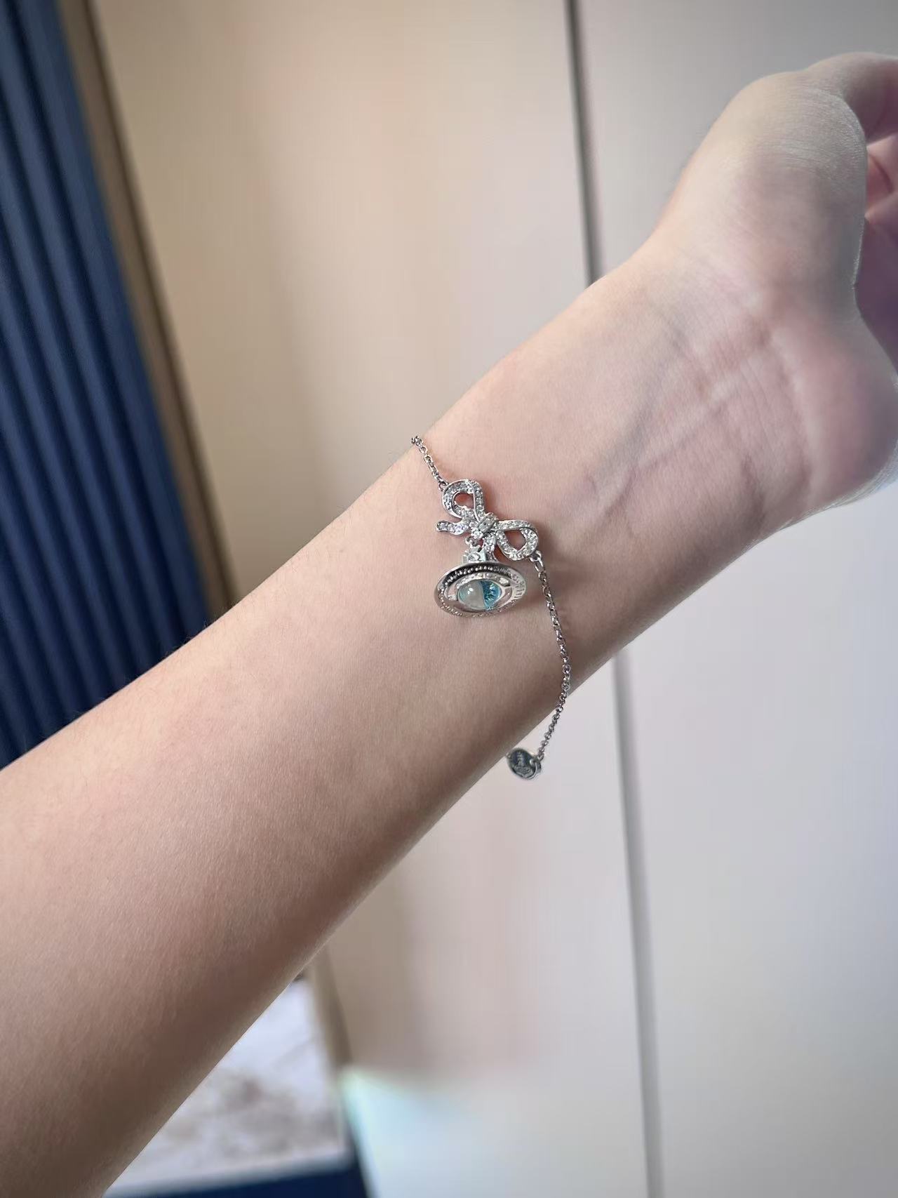 黄铜合成锆石手链 【蝴蝶结orb手链】爆款潮流手链气质时尚星球