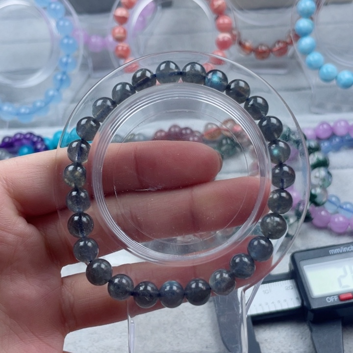 月光石灰月光圆珠手串7mm尺寸单圈未镶嵌7A级