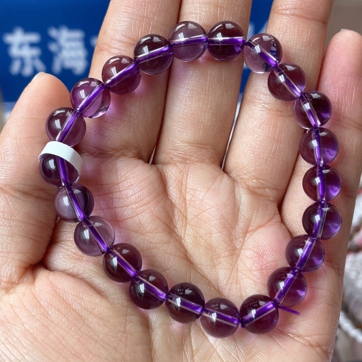 水晶手串未镶嵌鸠紫水晶基本纯净体