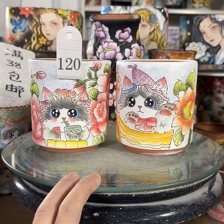 满38包邮 景德镇幸运花盆