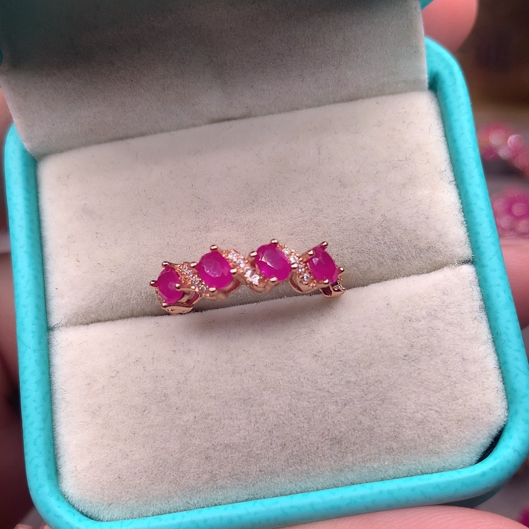 红宝石戒指银S925镶嵌