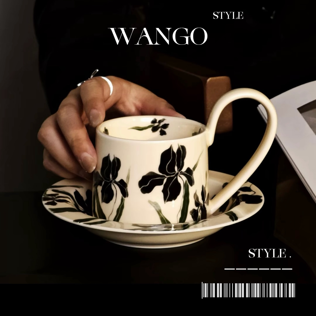 鸢尾花陶瓷杯复古艺术感伴手礼高级感咖啡杯碟小众精致下午茶