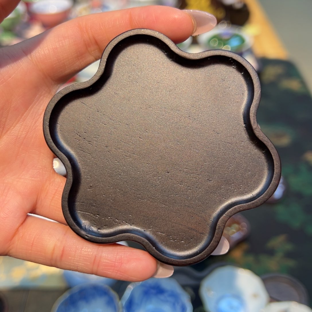 摆件特价黑檀木梅花杯垫