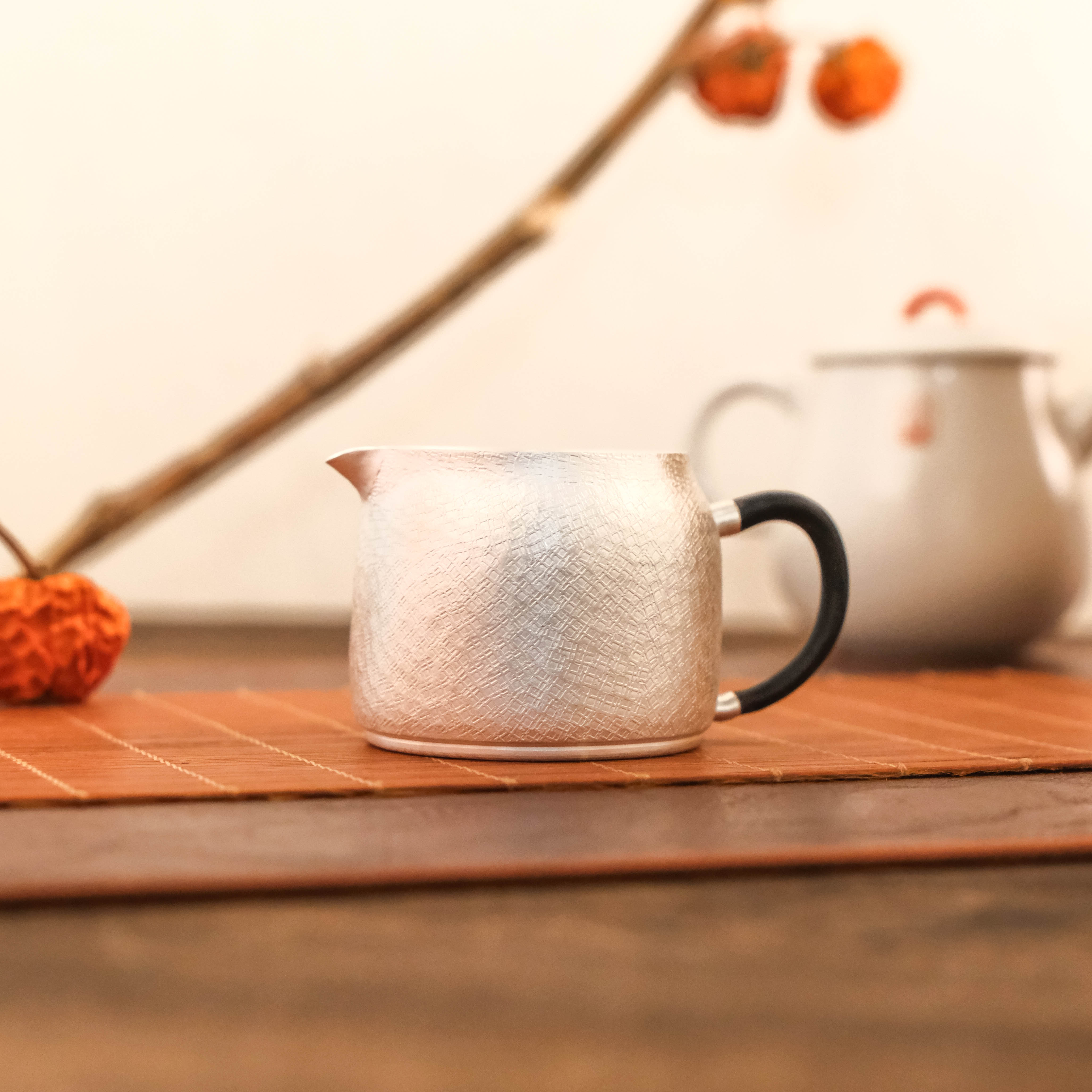 【特惠】壶尔摩斯《布纹》公道杯家用纯手工公道杯足银999 约63g120cc