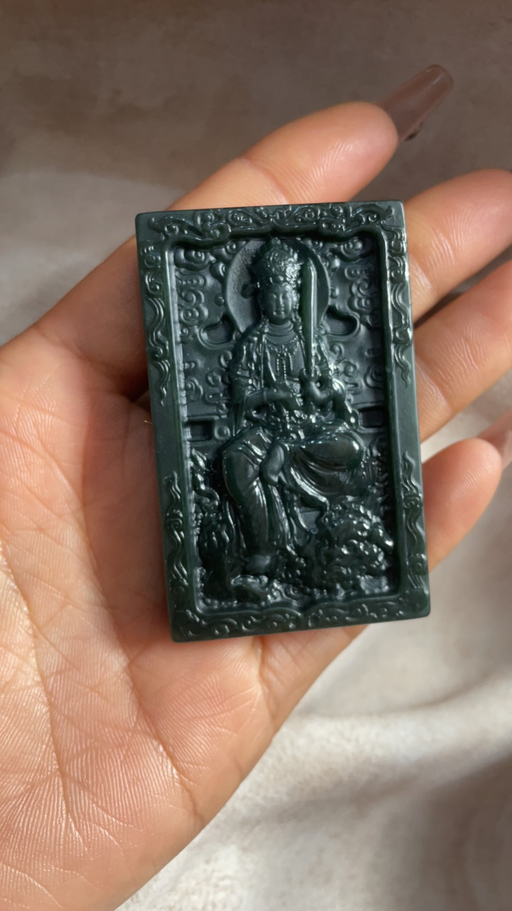 新疆和田玉生肖兔文殊挂件