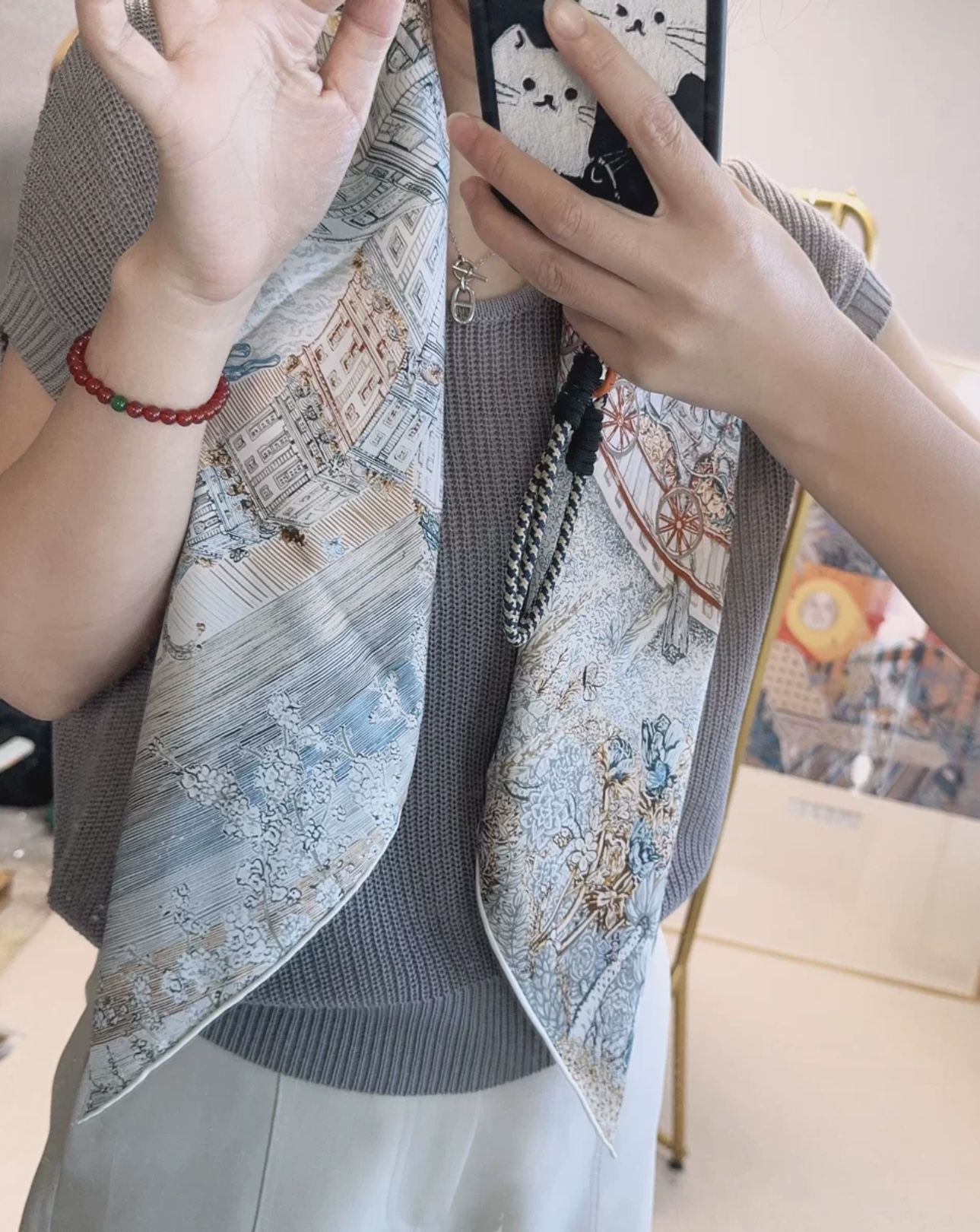 【翱翔福宝】85尺寸双面异色丝毛 桑蚕丝羊毛女士披肩围巾 时尚百搭