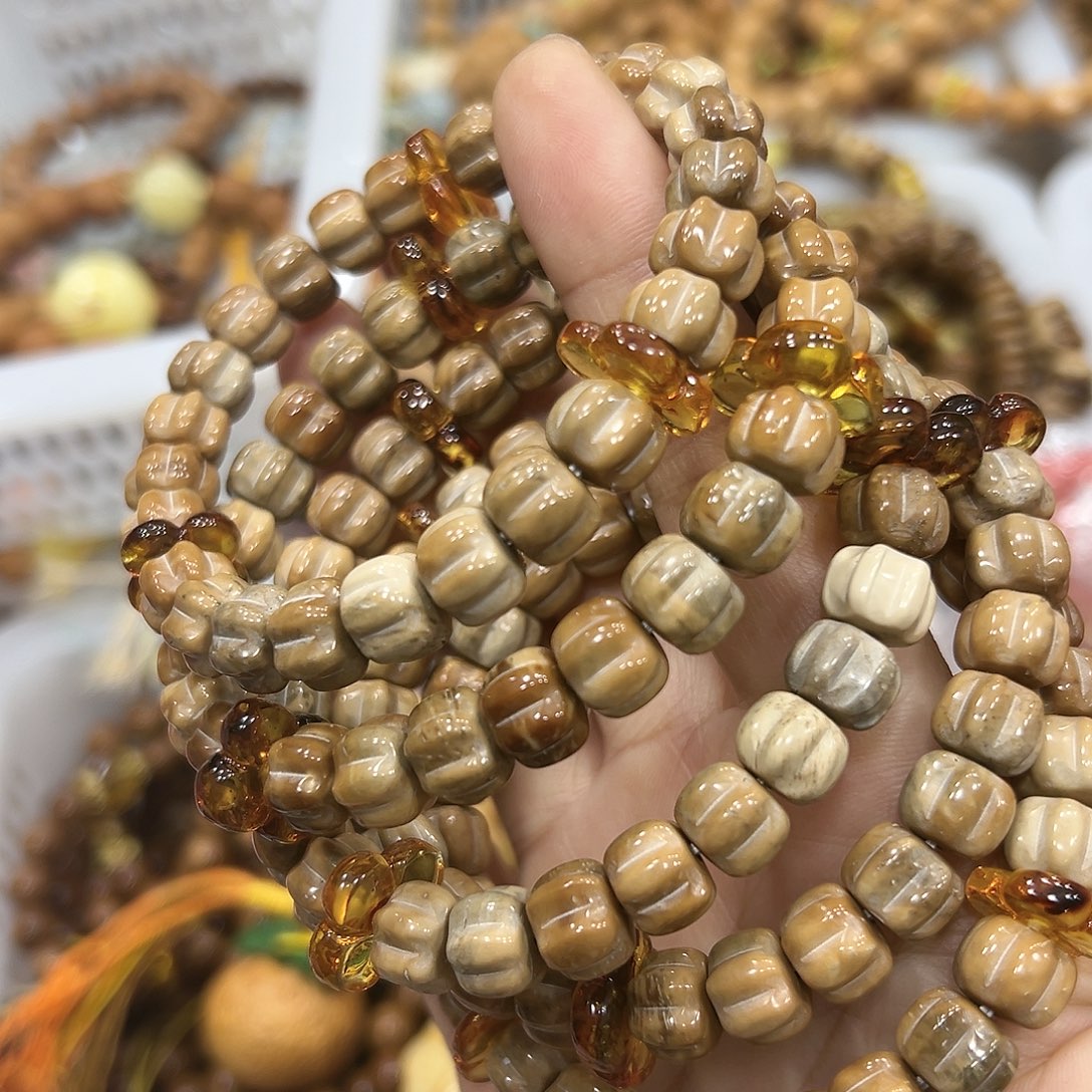 琥珀未镶嵌手链南瓜单圈