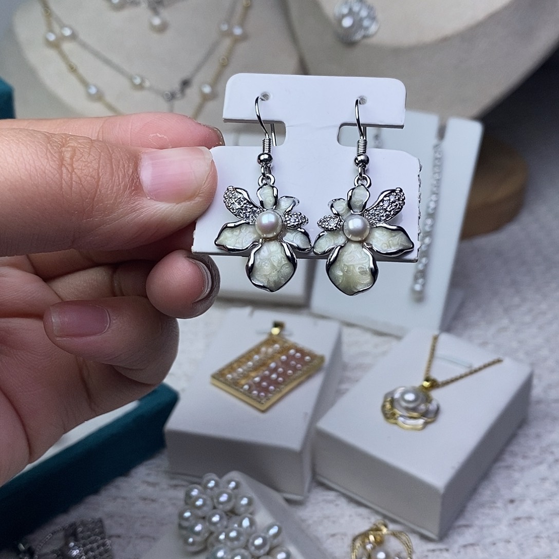 耳饰淡水珍珠银S925镶嵌