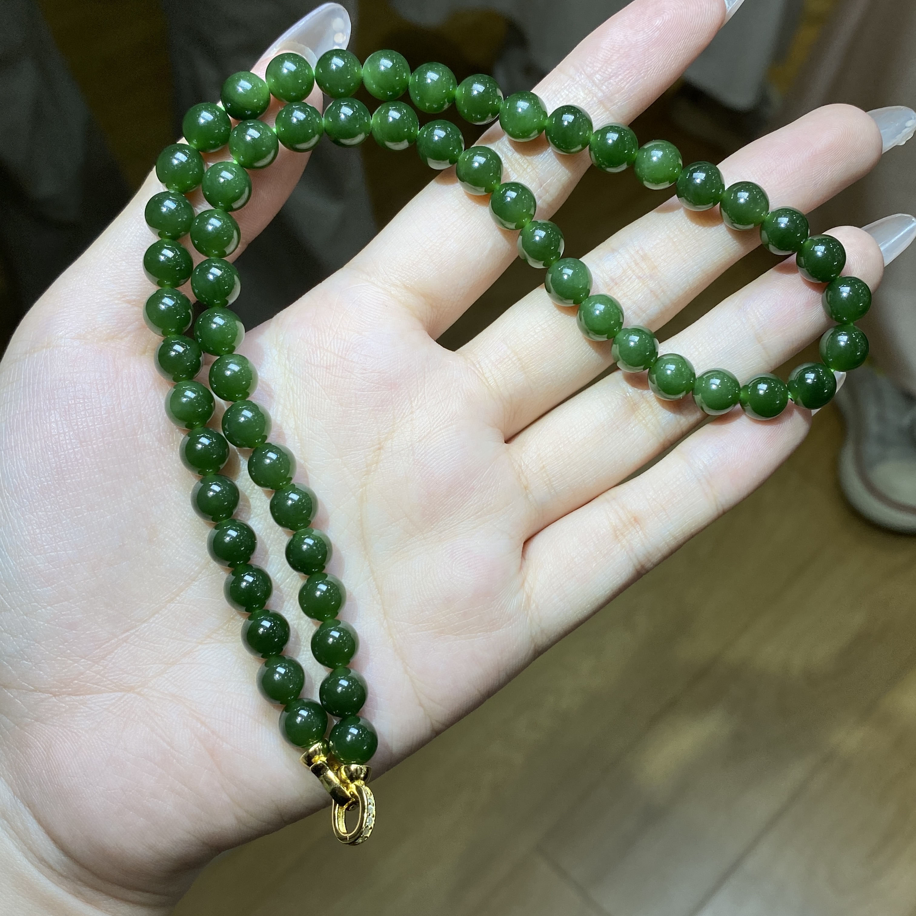 【小北好物】和田玉圆珠项链约7mm+【多样性发一件】6-QH16X570