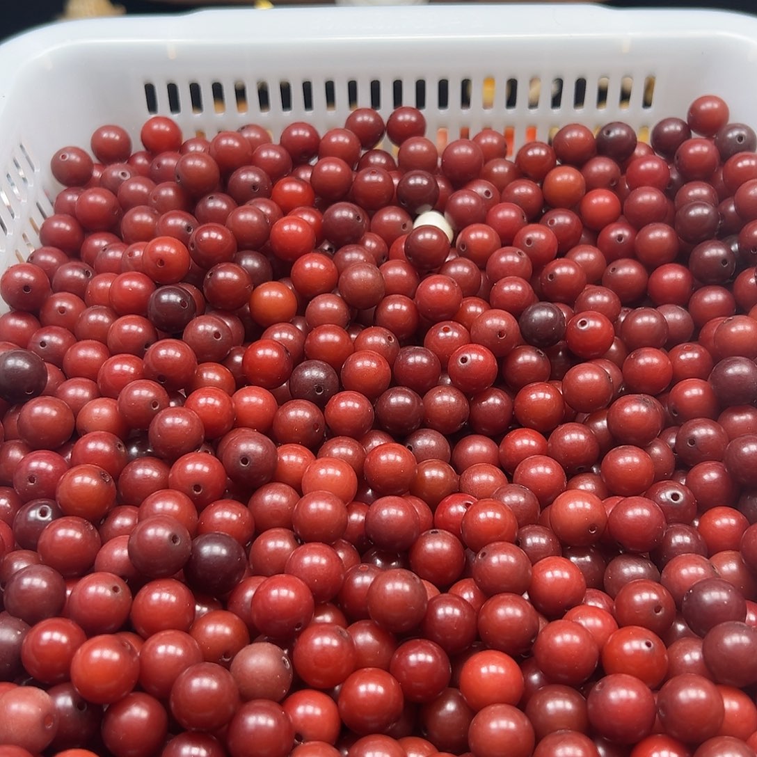 菩提根/象牙果手串卡14老料山楂红500颗