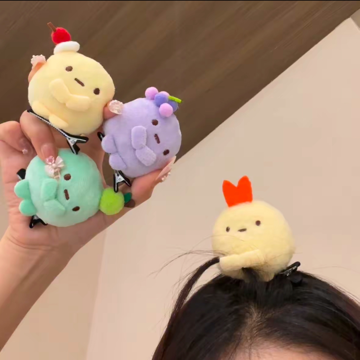 角落生物发卡水果圆子手玉粉圆蓝圆黄圆玩偶送好朋友礼物公仔