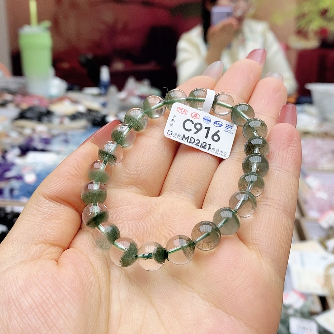水晶手串未镶嵌陈*C916聚宝盆一颗沙眼一颗平头8m
