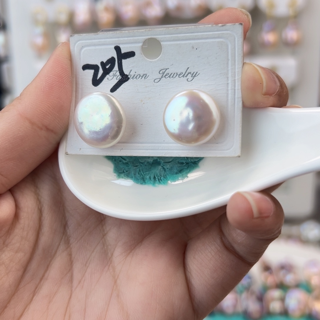 淡水珍珠耳饰银S925镶嵌