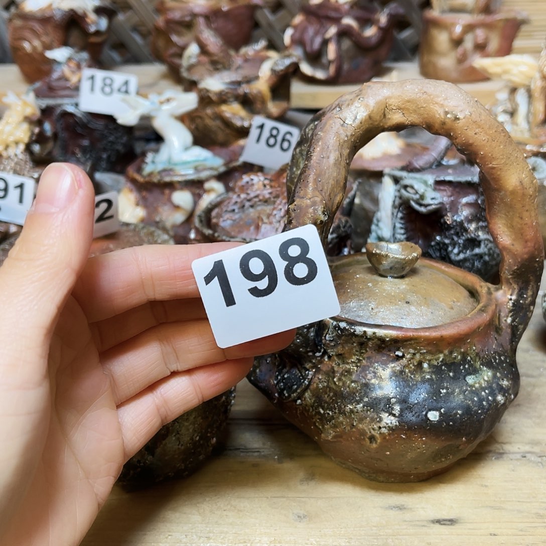 杯修*者柴烧粗陶手捏提梁宝瓶杯子