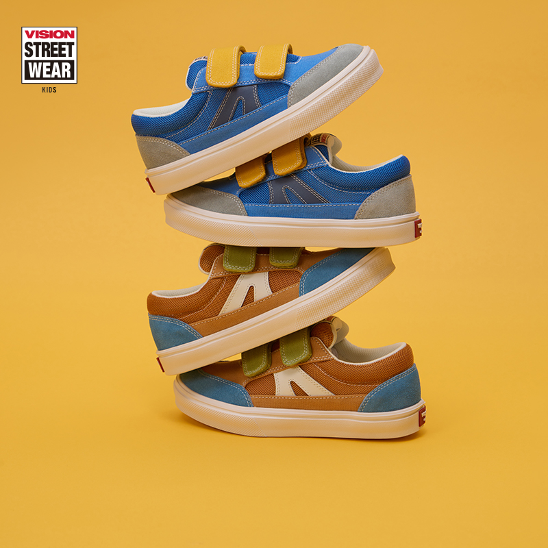 VISION童鞋 STICK LIGHT轻量化透气网眼魔术贴低帮板鞋运动鞋