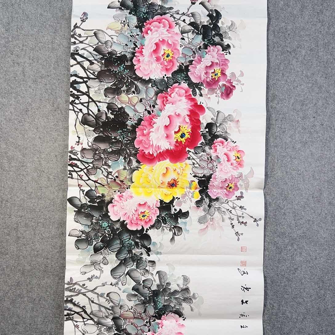 国画746 牡丹等花卉图案装饰图案为