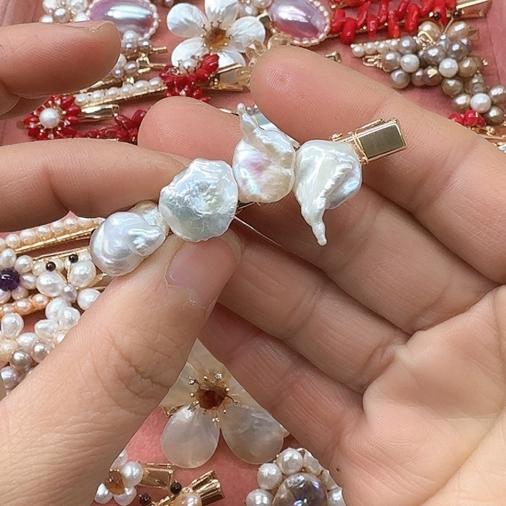 淡水珍珠发饰银S925镶嵌