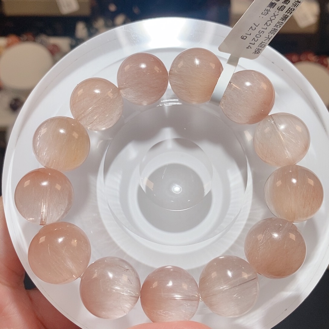 水晶手链未镶嵌F粉兔毛15.5