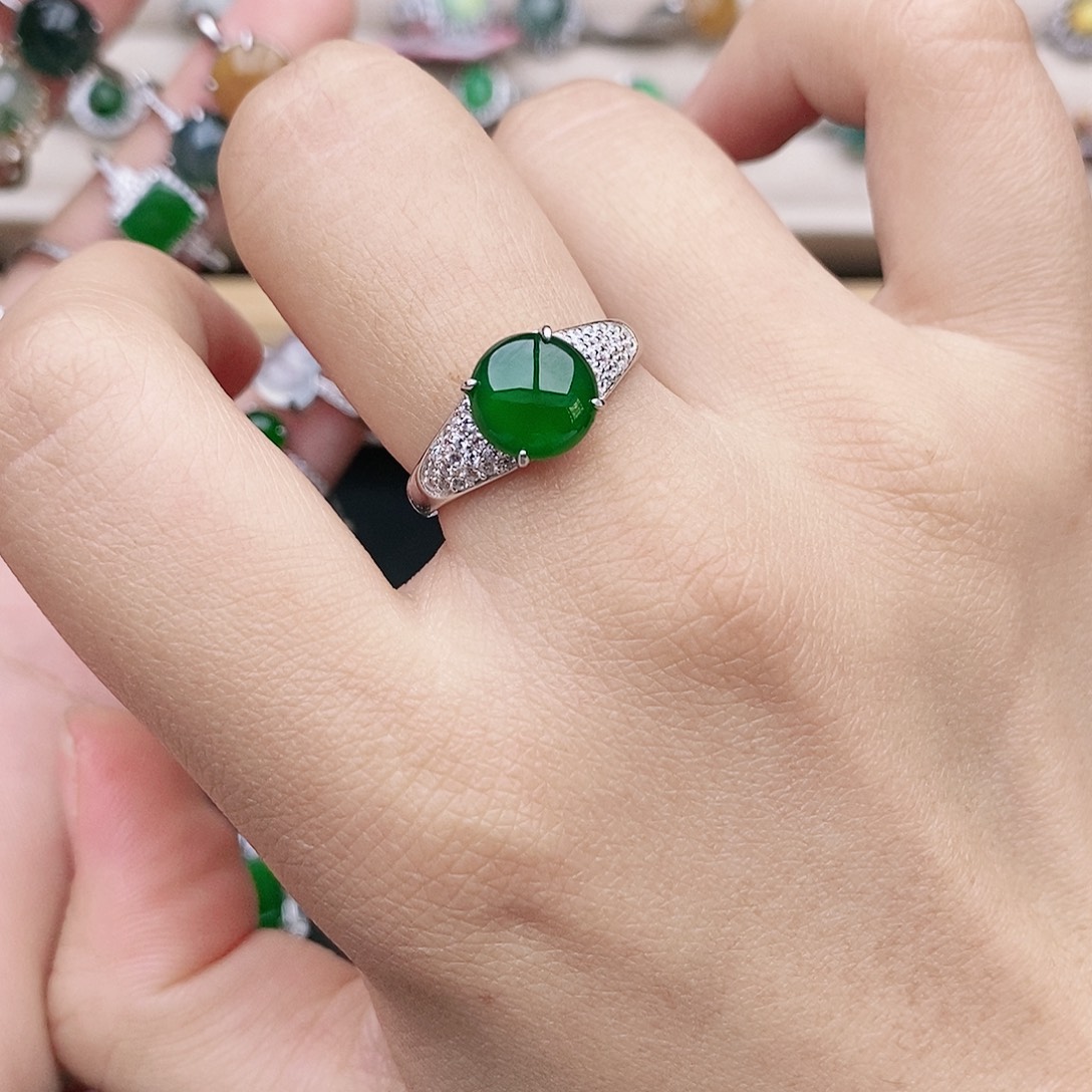 翡翠银S925镶嵌戒指