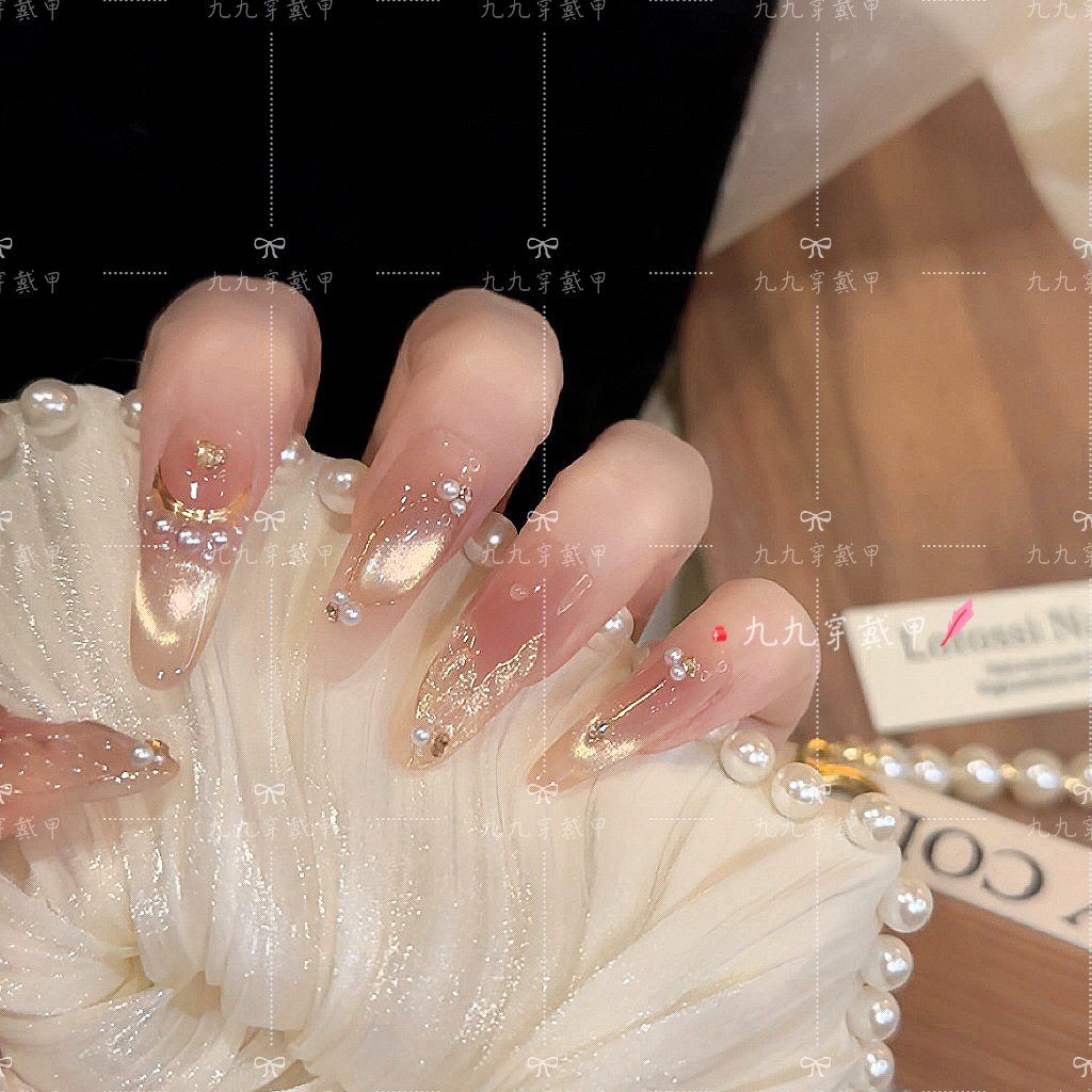 人鱼姬之梦 轻奢显白纯手工穿戴甲冰透渐变纯欲四季流行10片装